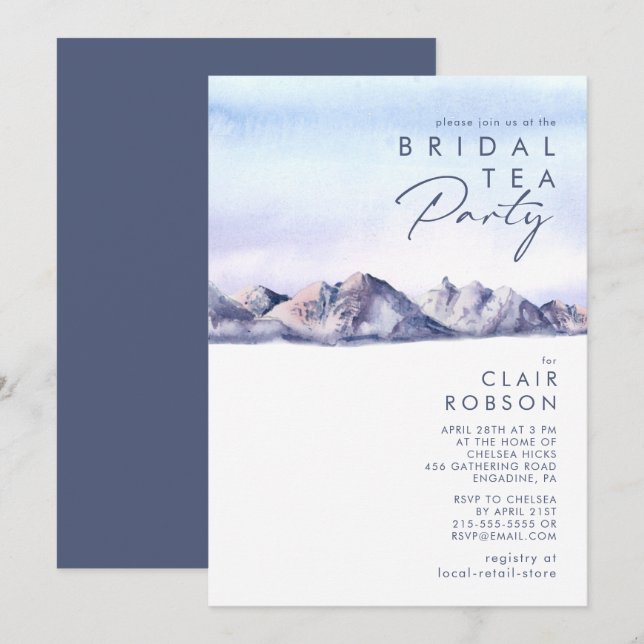 Convite de festas De Chá Sunset Da Montanha De inv (Frente/Verso)