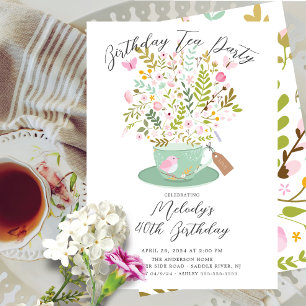 Convite de festas de Charming Floral Birthday Tea