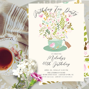Convite de festas de Charming Floral Birthday Tea