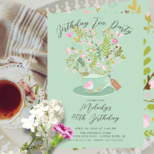 Convite de festas de Charming Floral Birthday Tea