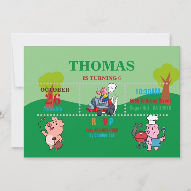 Convite de festas de churrasco (Frente)