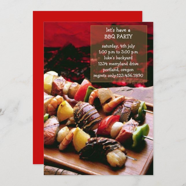 Convite de festas de CHURRASCO (Frente/Verso)