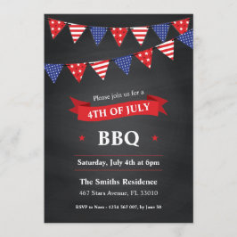 convite de festas de CHURRASCO de 4 de julho