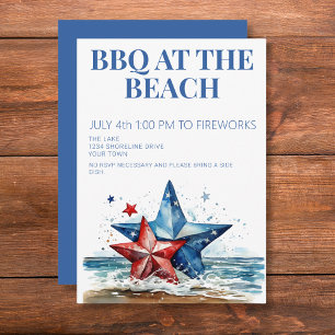 convite de festas de CHURRASCO de 4 de julho