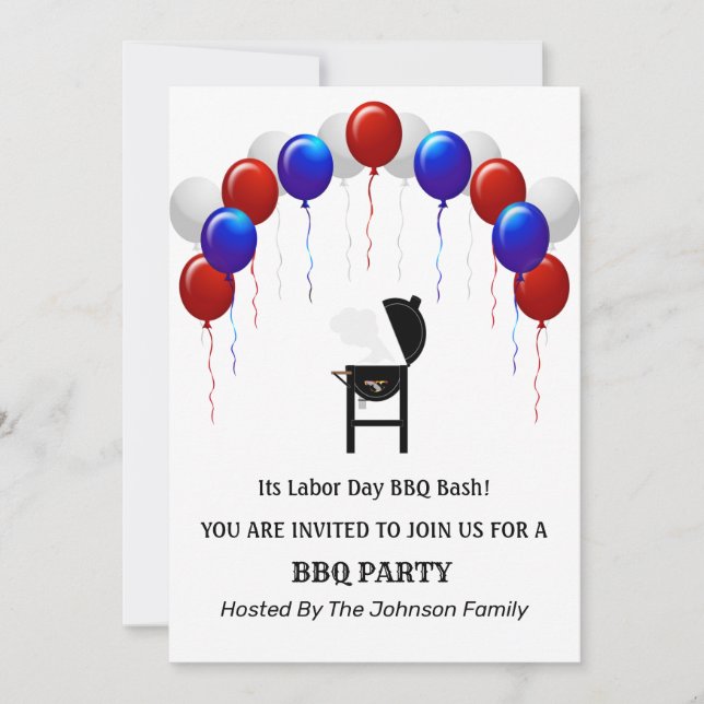 Convite de festas de CHURRASCO de Dia da Mão de Ob (Frente)