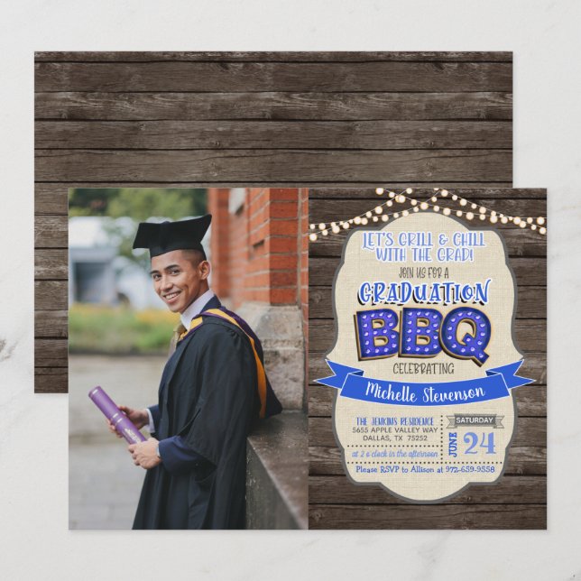 Convite de festas de CHURRASCO de Graduação - Gril (Frente/Verso)