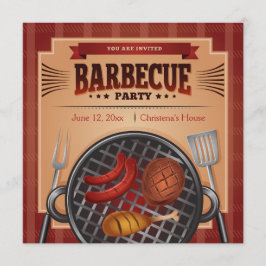 Convite de festas de CHURRASCO de Tempo de Grill