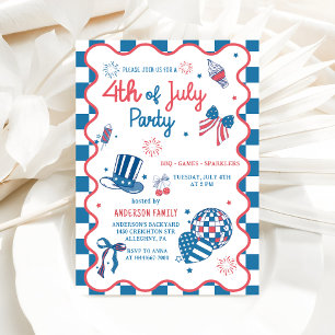 convite de festas de CHURRASCO do Fireworks em 4 d