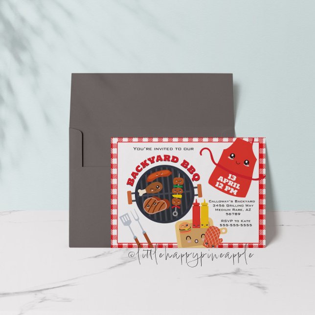 Convite de festas de CHURRASCO do quintal (Criador carregado)