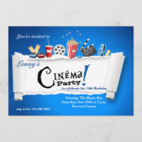 Convite de festas de cinema