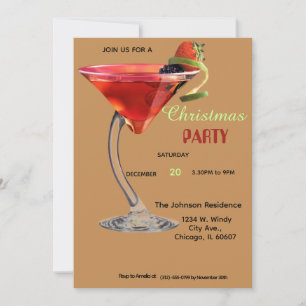 Convite de festas de cocktail de Natal