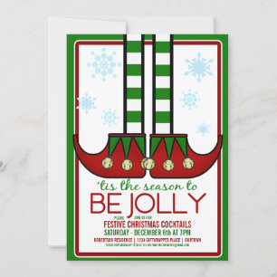 Convite de festas de Cocktail de Natal Jolly Elf