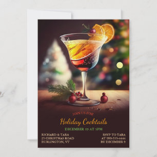 Convite de festas de Cocktails Natal