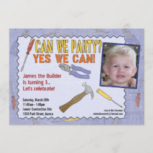 Convite de festas de Construção com Foto