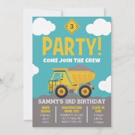 Convite de festas de Construção de Menino