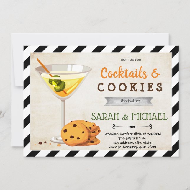 convite de festas de coquetéis e cookies (Frente)