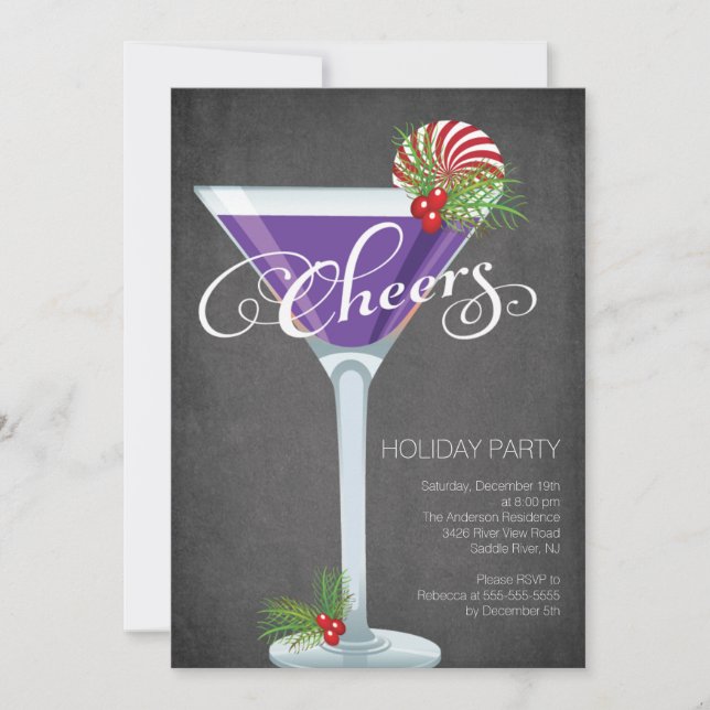 Convite de festas de coquetel de Fenda de Neve (Frente)