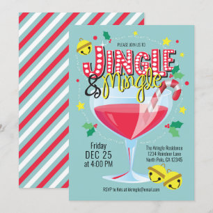 Convite de festas de coquetel de férias Jingle e 