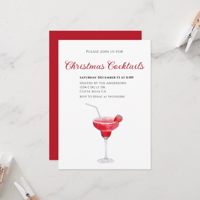 Convite de festas de coquetel de Natal Elegante (Frente/Verso In Situ)
