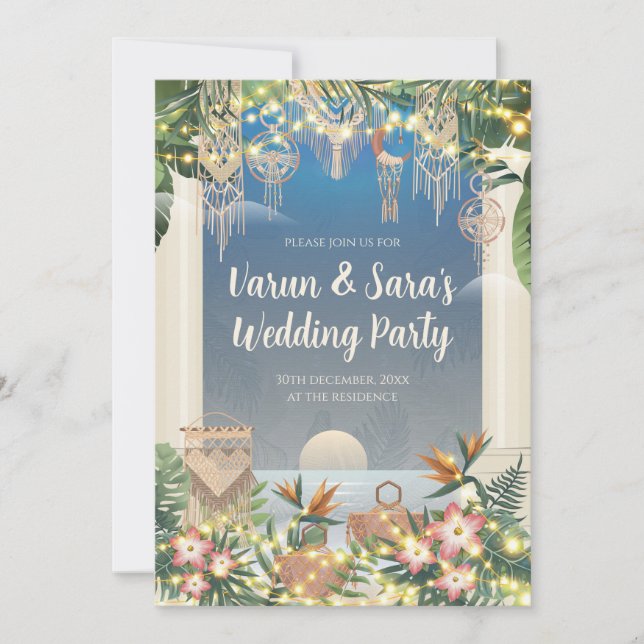 Convite de festas de coquetel indiano digital (Frente)