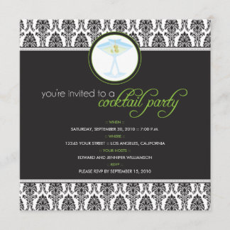 Convite de festas de coquetel para Damask Elegante