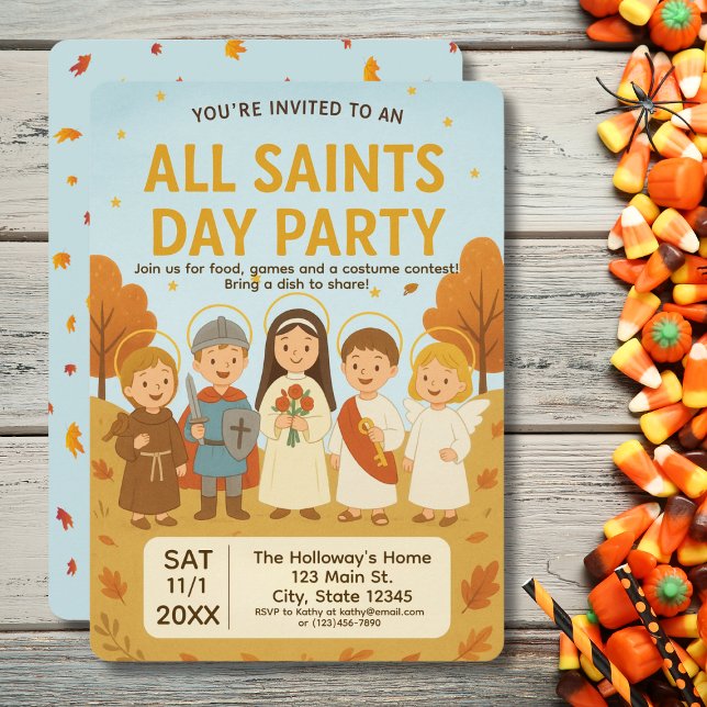 Convite de festas de Costume para o Dia de Todos o (Invitation to an All Saints party)