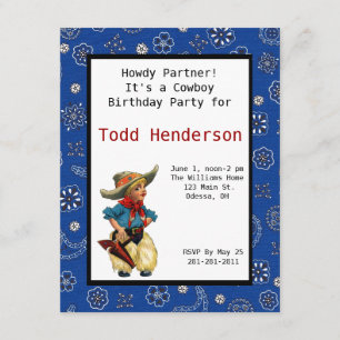 Convite de festas de cowboy