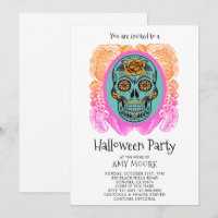 Convite de festas de Crânio do Açúcar Halloween