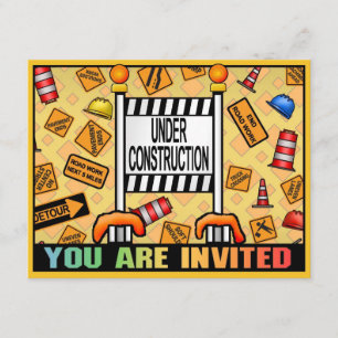 Convite de festas De Crianças Do Tema De Constru