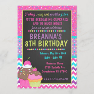 Convite de festas de Cupcake decorativo