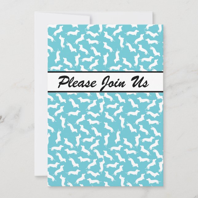 Convite de festas de Dachshund Azul e Branco (Frente)