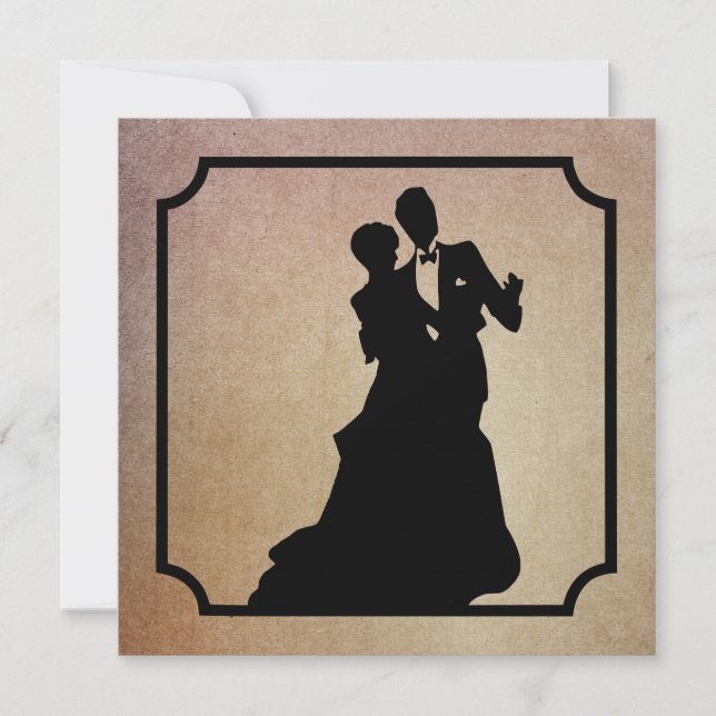 Convite de festas de dança do Namorados preto (Frente)