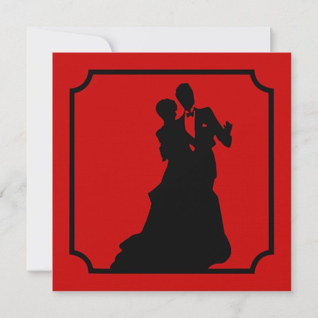 Convite de festas de dança do Namorados preto (Frente)