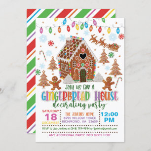 Convite de festas de decoração da casa de gengibre