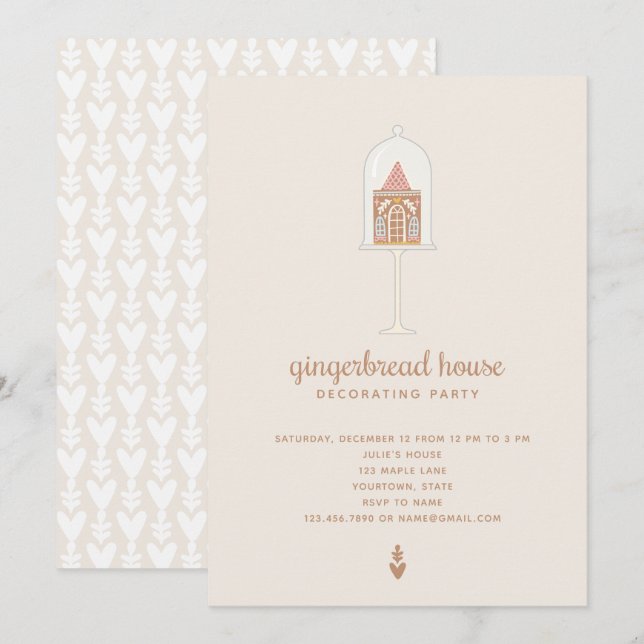 Convite de festas de decoração da casa de gengibre (Frente/Verso)