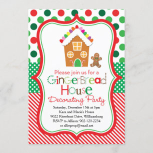 Convite de festas de decoração da casa de gengibre