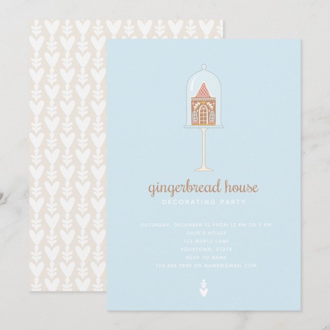 Convite de festas de decoração da casa de gengibre (Frente/Verso)