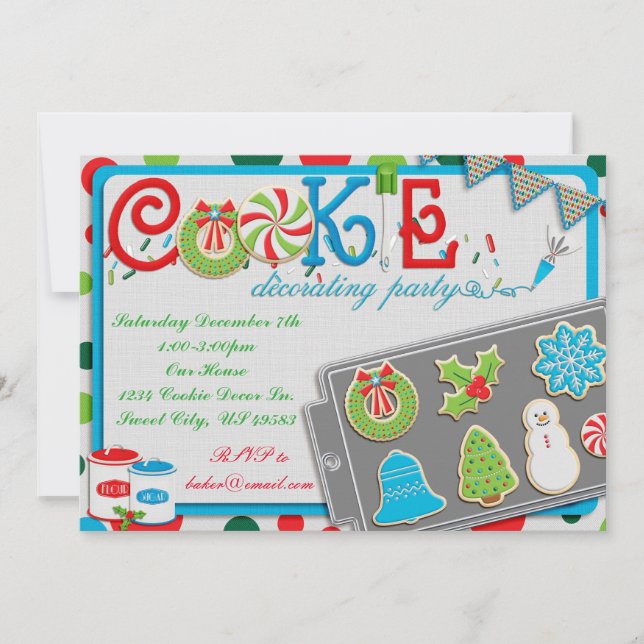 Convite de festas de decoração de cookies (Frente)