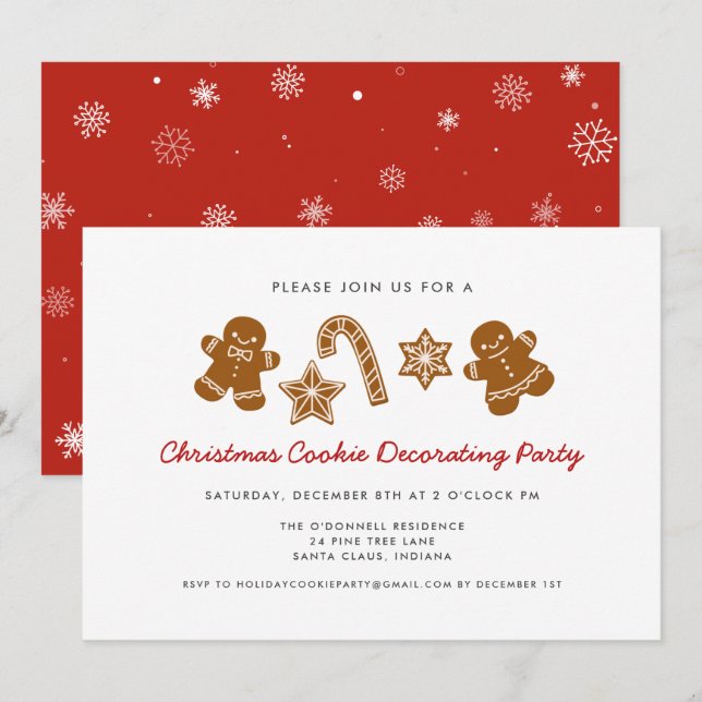 Convite de festas de decoração de cookies de Natal (Frente/Verso)