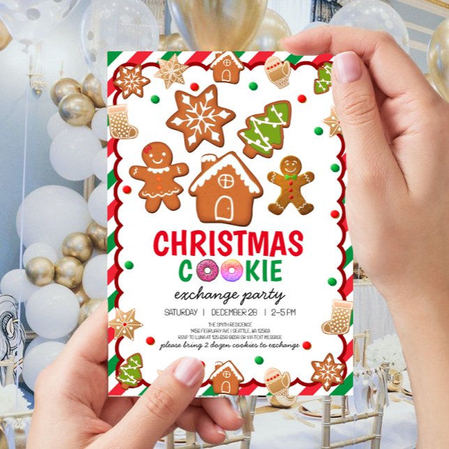 Convite de festas de decoração de cookies de Natal (Criador carregado)