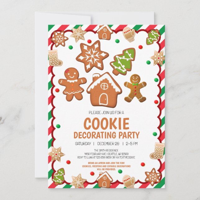 Convite de festas de decoração de cookies de Natal (Frente)