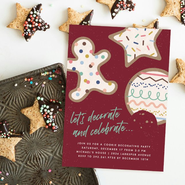 Convite de festas de decoração de cookies Red Chri (Criador carregado)