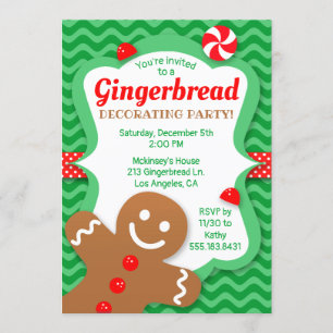 Convite de festas de Decoração de Gingerbread