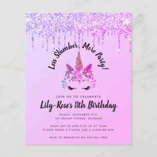 Convite de festas de Deslizamento Unicorn do Glitt