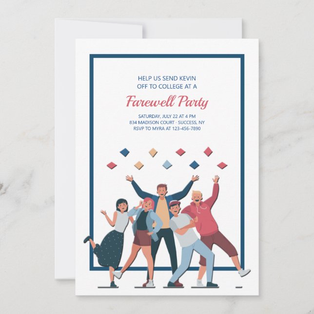 Convite de festas de Despedida de Enlace Universit (Frente)