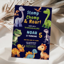 Convite de festas de dinossauro