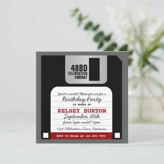 Convite de festas de Disquete Retroativo Engraçado