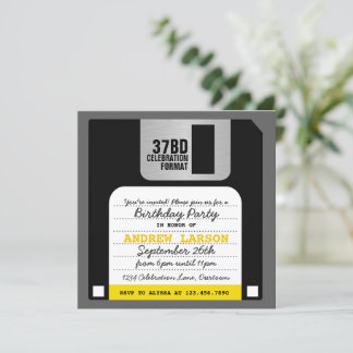 Convite de festas de Disquete Retroativo Engraçado