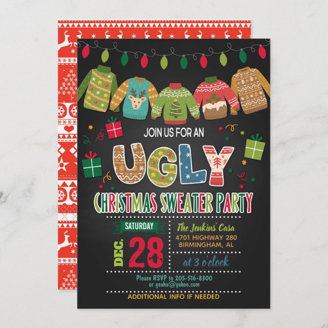 Convite de festas de doce de Natal (Frente/Verso)