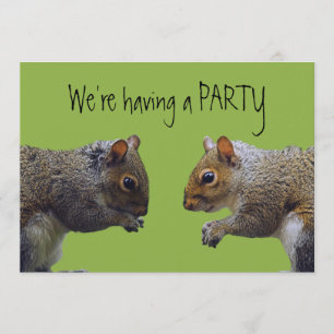 Convite de festas de dois esquilos